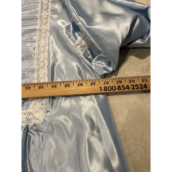 Elise Stevens Nightgown Lace High Neckline Maxi Blue S Cottagecore Victorian - Picture 7 of 7